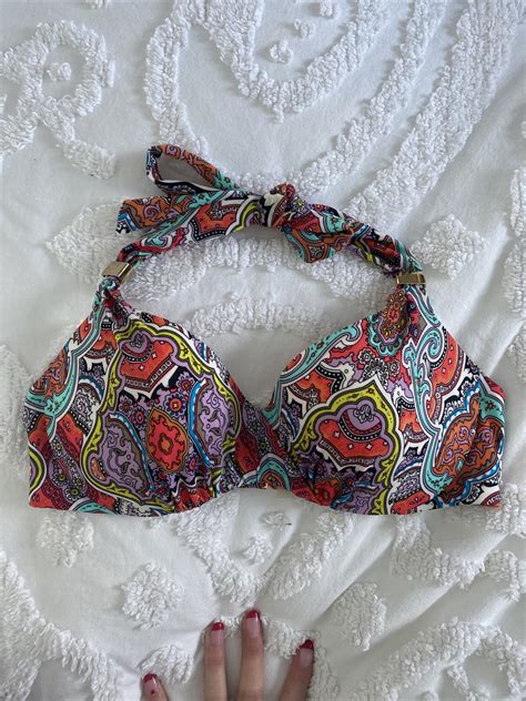 Victorias Secret Paisley Bikini Top Padded Underwi Gem