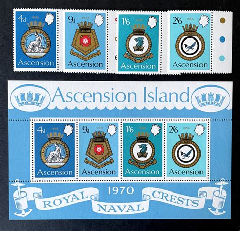 Ascension Island 1970 Royal Navy Crests Series 2 MNH Set M Sheet