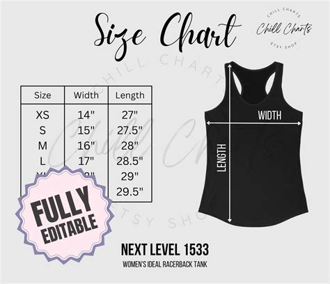 Editable Next Level 1533 Size Chart Womens Customizable Etsy