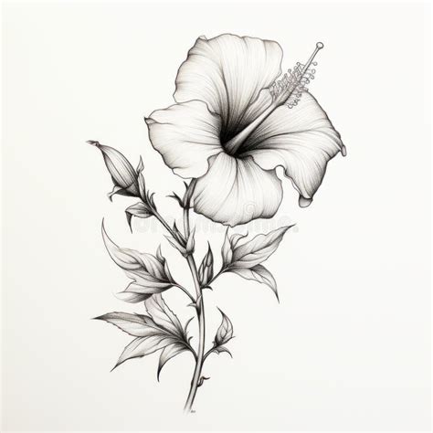 Hibiscus Flower Pencil Drawing