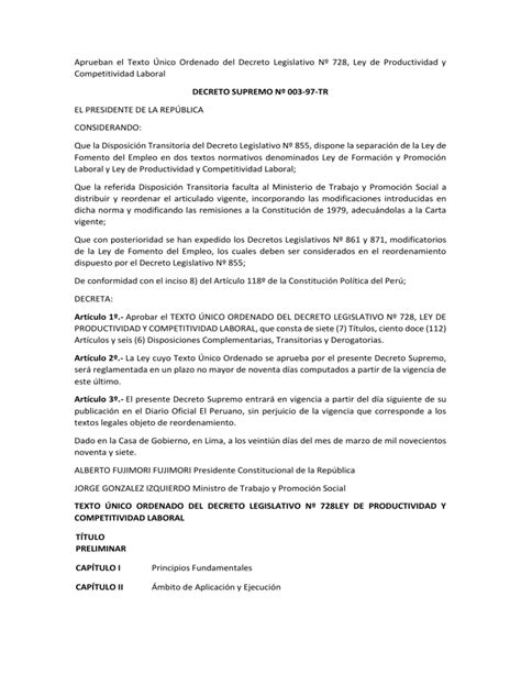 DECRETO SUPREMO 003 97 TR TEXTO UNICO DE PREOTECCION A LA