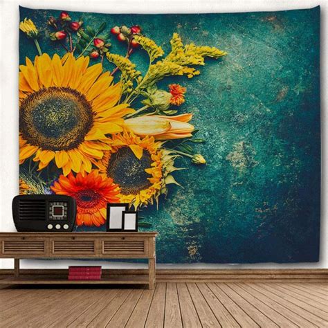 Plant Tapestry Sunflower Tapestry Wall Hanging Art Tapestry Etsy