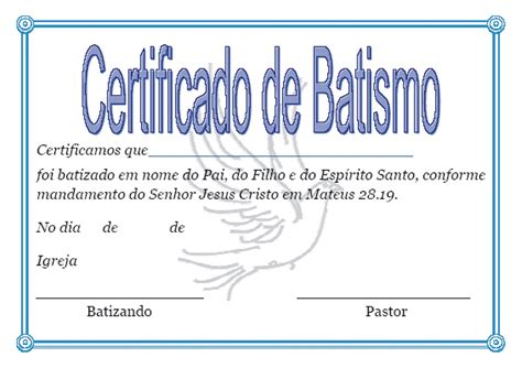 Pr D Barbosa Modelo De Certificado De Batismos