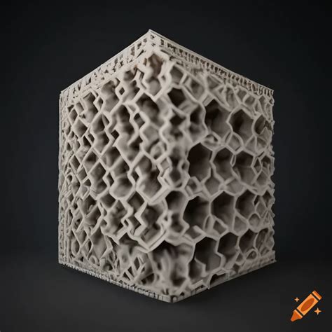 Intricate 3d Printed Sharp Sleek Vertical Box With Mycelium Sponge