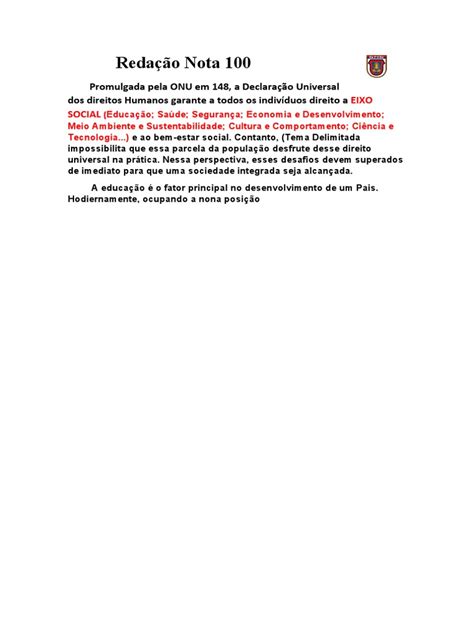 Redacao Nota 100 - Redação Nota 100 | PDF