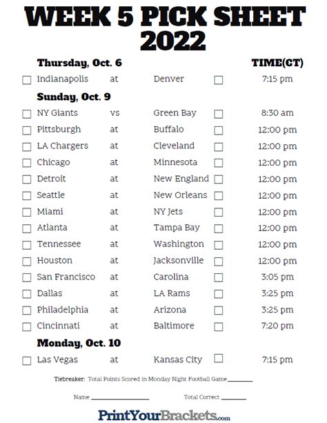 Week Nfl Printable Schedule Printable Calendars At A Glance