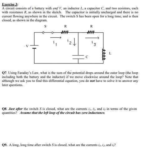 Solved Exercise A Circuit Consists Of A Battery With Emfv Chegg