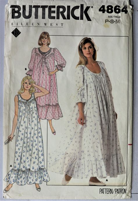 Butterick 4864 Misses Nightgown And Robe Pattern Vintage 1987 Eileen