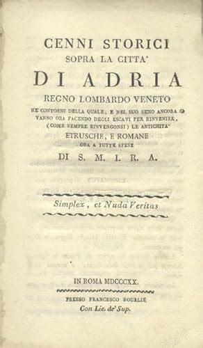 Cenni Storici Sopra La Citt Di Adria Regno Lombardo Veneto Ne