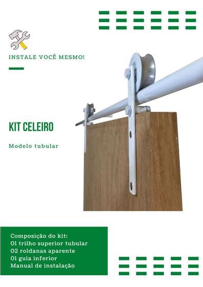 Kit Porta At Cm Puxador Celeiro Rustico Branco Roldana Aparente