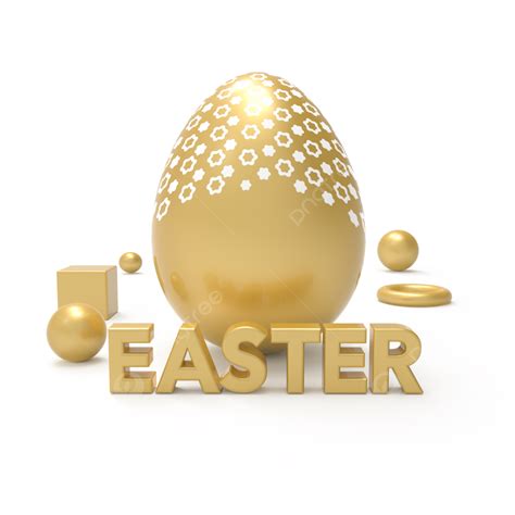 Easter Egg Golden Render 3d Luxury Easter Egg Greeting Png