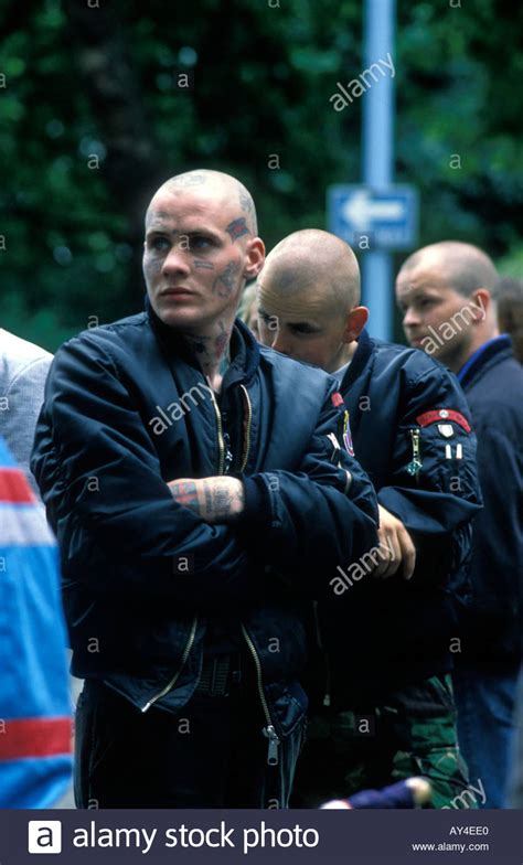 Skinheads on National Front rally London June 1988 UK Stock Photo ...