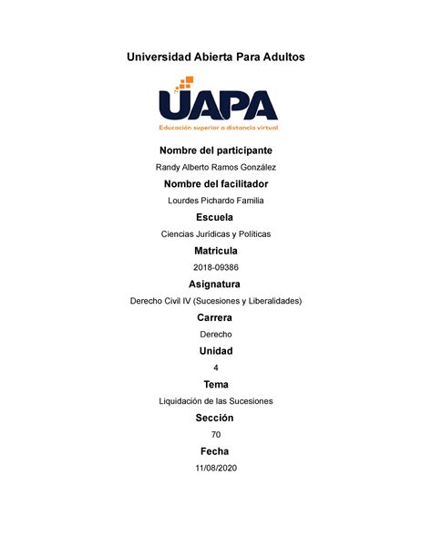 Tarea Derecho Civil Iv Sucesiones Y Liberalidades Universidad