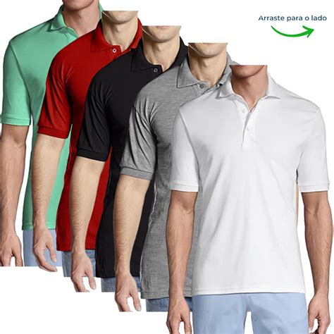 Kit 5 Camisa Polo Masculina De Malha Piquet Pronta Entrega Faz A Boa