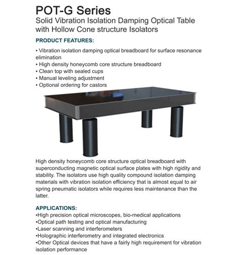 Pot G Series Optical Table Isolators Vibration Solation Damping