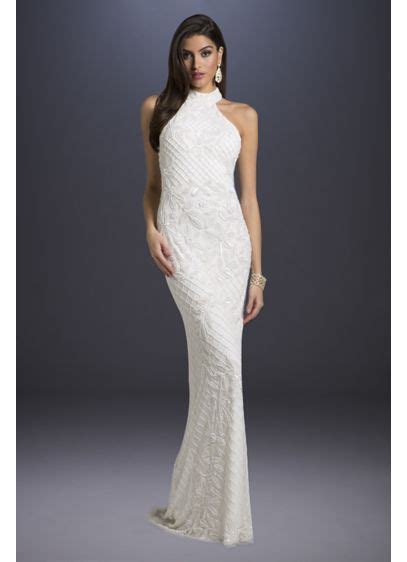 Long Sheath Boho Wedding Dress Lara Halter Wedding Dress High Neck