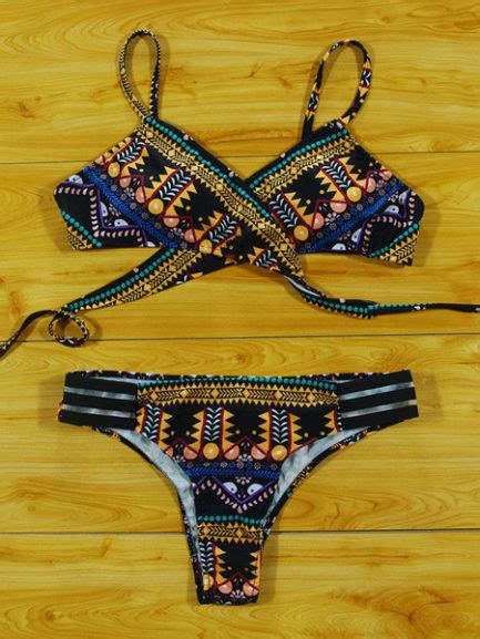 Sexy Bikini Swimsuit African Print Cross Front Two Piece Bathing Suits For Women Power Day Sale