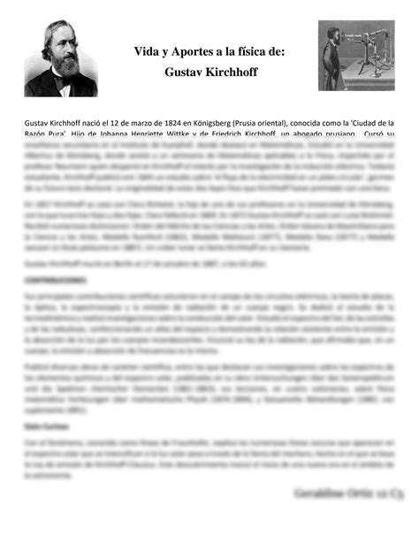 Solution Biografia De Gustav Kirchhoff Studypool