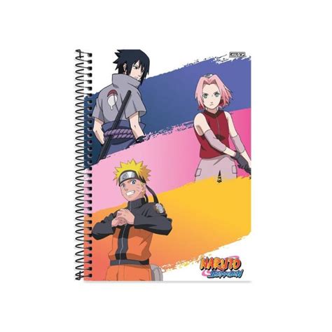 Caderno Novo Modelo 10 Matérias 160 Folhas Capa Naruto Anime Monkeys