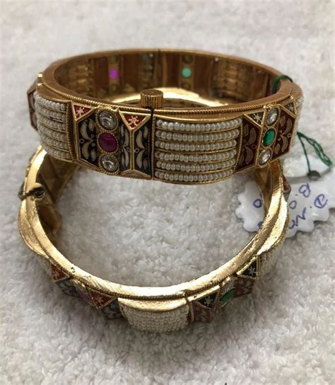 Golden Inch Party Wear Brass Bangles Set Pieces At Rs Set In