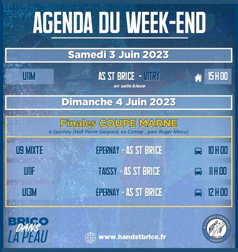 Agenda Brico Des 3 4 Juin 2023 AS Saint Brice Courcelles Handball