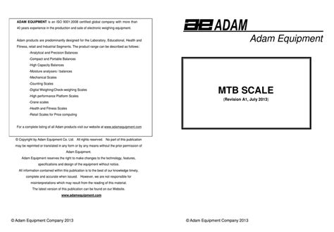 Adam Equipment Mtb Quick Start Manual Pdf Download Manualslib