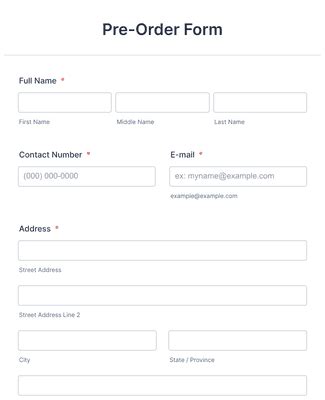 Pre Order Form Template Jotform