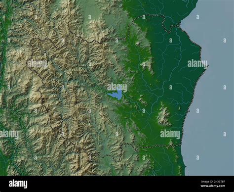 Phetchaburi Province Of Thailand Colored Elevation Map With Lakes And