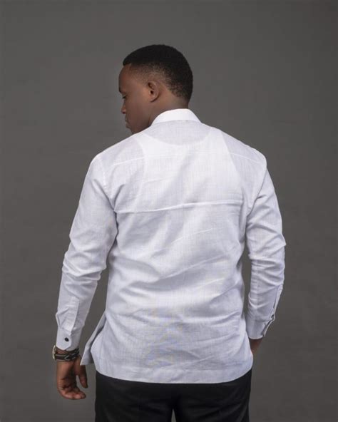 F and Y Made in Rwanda White Long Sleeve Men Shirt with Imigongo ...