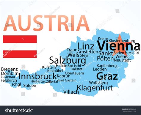 Austria Vector Map Largest Cities Text: vetor stock (livre de direitos ...