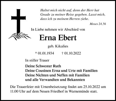 Traueranzeigen Von Erna Ebert Trauer Anzeigen De