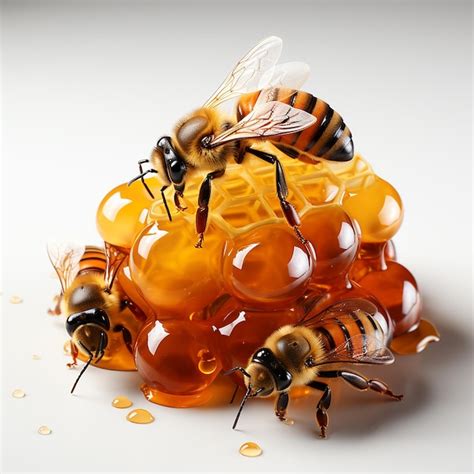 Premium AI Image | 3d Model Honeycomb Bee Swarm Clean White Background