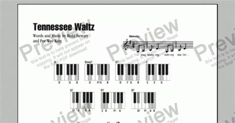 Tennessee Waltz Piano Chords Lyrics Print Sheet Music Now