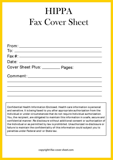 Hipaa Fax Cover Sheet Templates Printable In Pdf Format