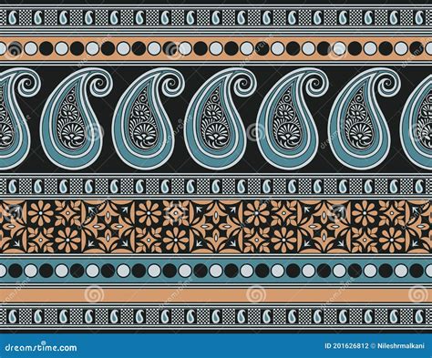 Traditional Asian Vector Paisley Border Design Stock Vector