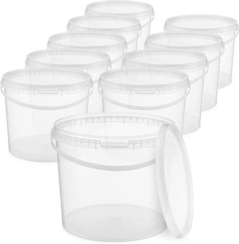 BenBow Seau Avec Couvercle 5l Transparent 10x 5 Litres Convient Pour