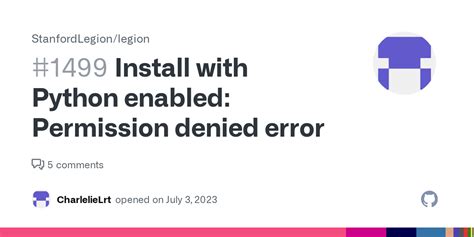 Install With Python Enabled Permission Denied Error · Issue 1499 · Stanfordlegionlegion · Github