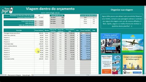 Como Usar Planilha Para Planejar Uma Viagem Youtube