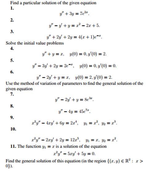 Solved Find A Particular Solution Of The Given Equation Y