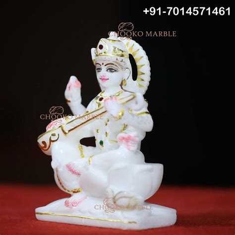 White Marble Saraswati Mata Statue Inches Height Temple At Rs