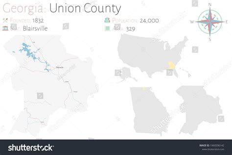 Large Detailed Map Union County Georgia Stock Vector (Royalty Free ...