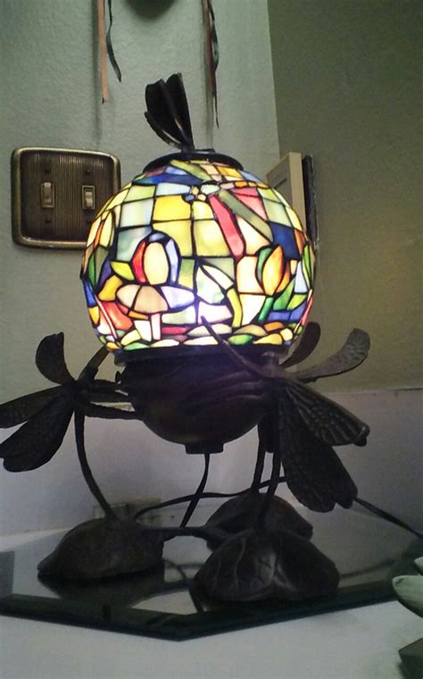 Emile Galle Dragon Fly Round Table Lamp Stained Glass Instappraisal