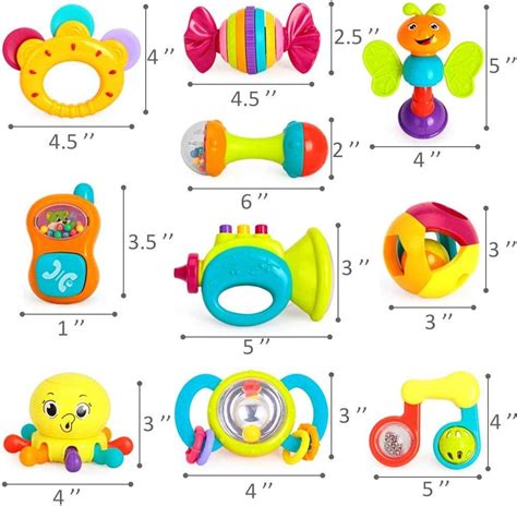 iPlay iLearn 10pcs Baby Rattles Toys Set Infant Grab N Shake Rattle ...