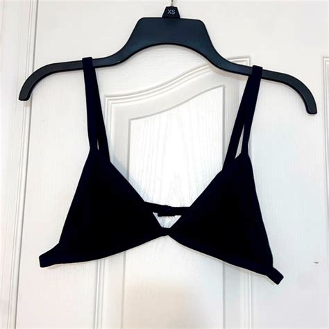 PacSun Swim Black Triangle Bikini Top Thin Straps Clasp In The Back Poshmark