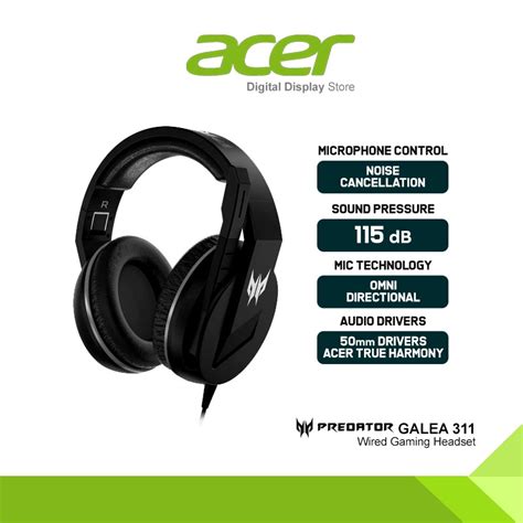 Acer Predator Galea 311 Gaming Headset True Harmony Sound Rotatable