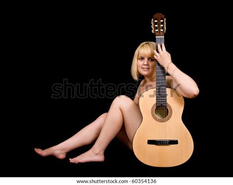 Nude Girl Acoustic Guitar On Black Stock Photo Edit Now 60354136