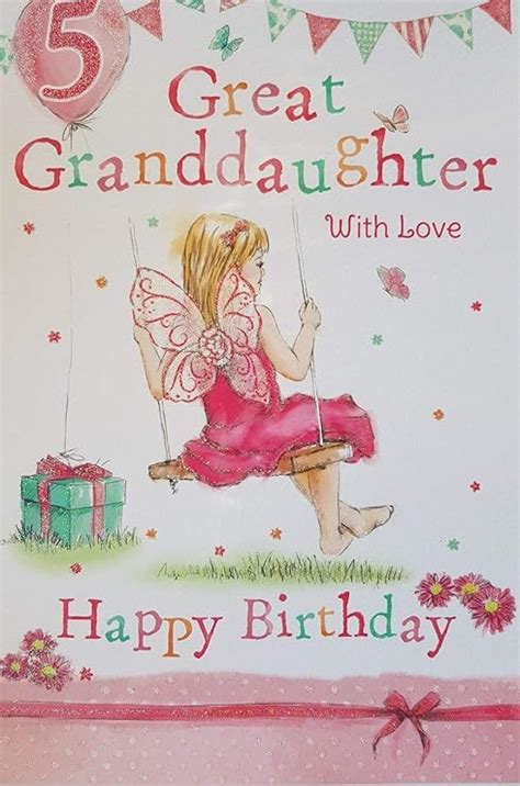 Great Granddaughter 5th 5 Today Happy Birthday Card With A Lovely Verse