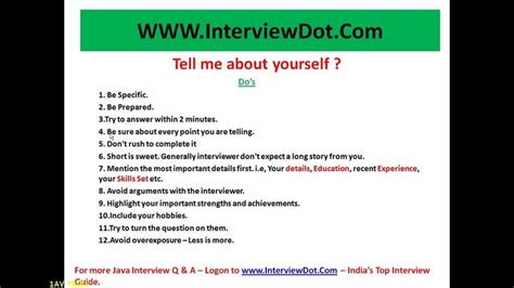 Tell Me About Yourself Interview Question And Answer Example