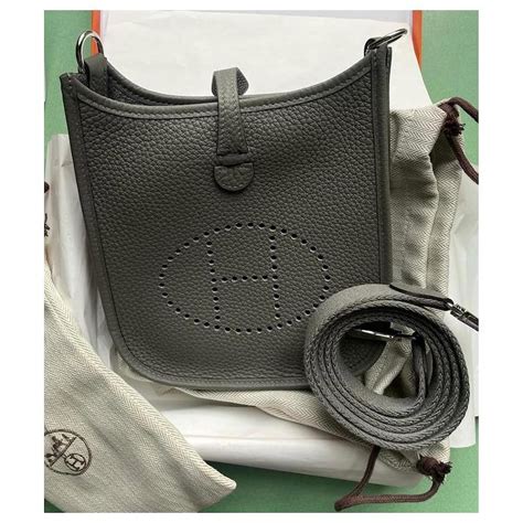 Hermès Mini Evelyne Dark grey Leather ref 796934 Joli Closet