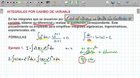 IntegraciÓn Por Cambio De Variable Ejemplo 1 Youtube